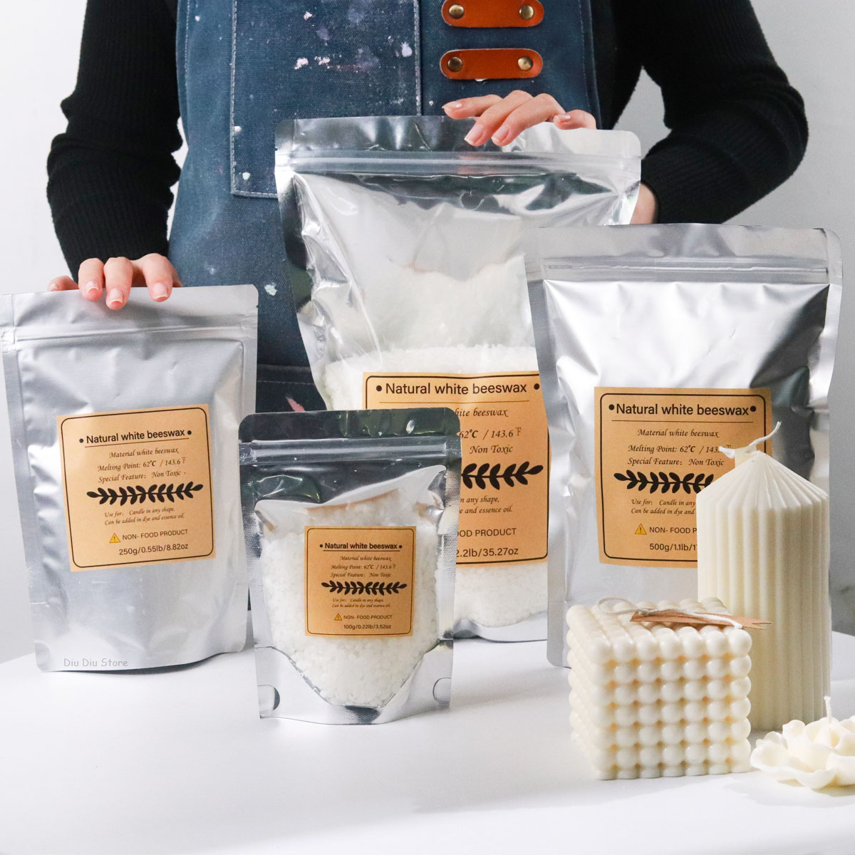 Candle Making Kit Beeswax - Biały wosk pszczeli czysty naturalny granulowany