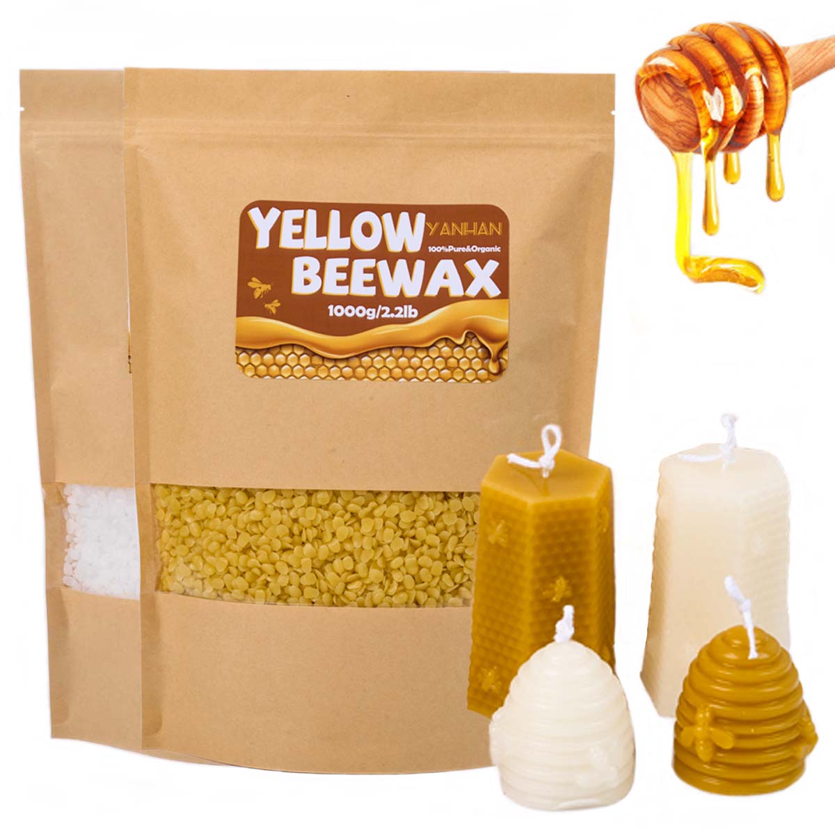 Candle Making Kit Beeswax - 1000g czysty naturalny granulowany biały żółty