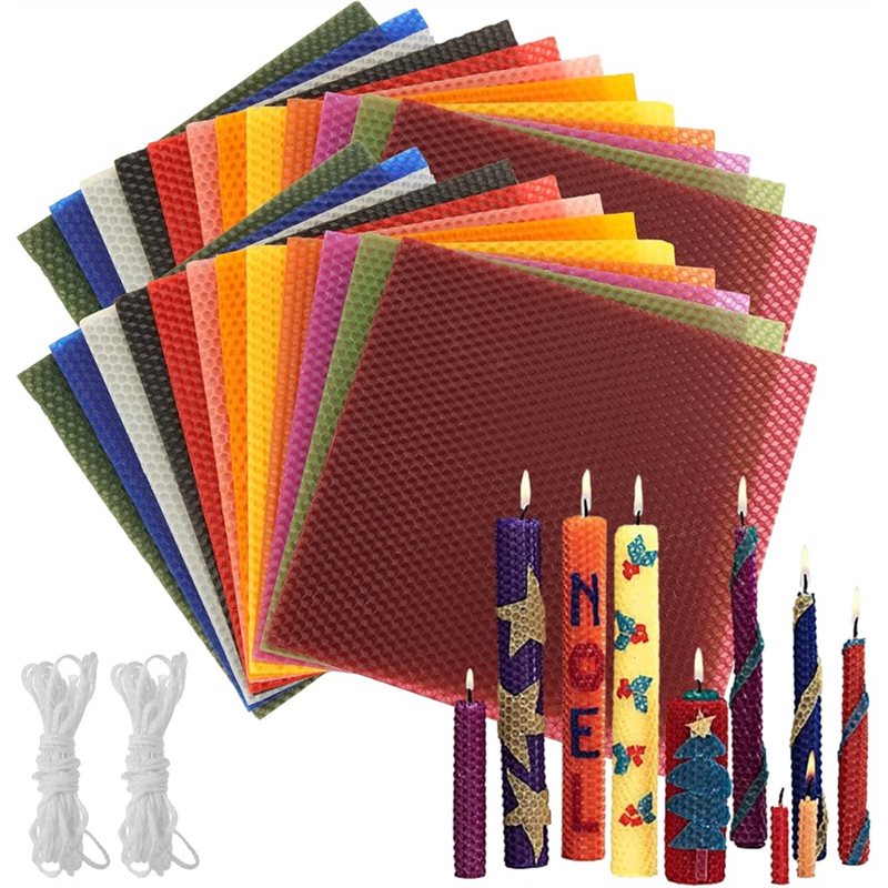 Candle Making Kit Beeswax - 24 szt. arkuszy wosku pszczelego 20x20